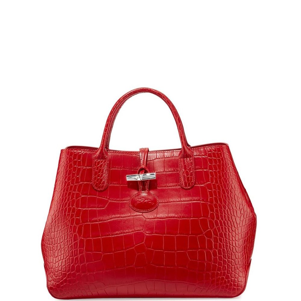 Longchamp Roseau Croco Medium Tote Bag